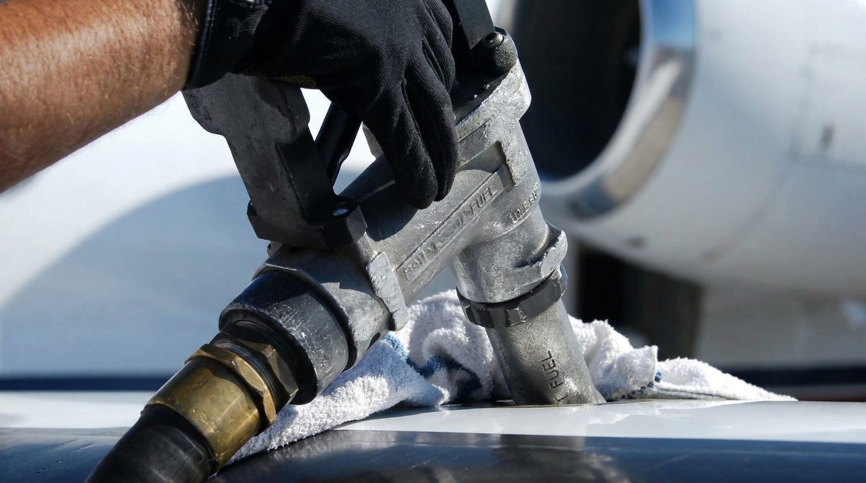Single-point refueling nozzle coupled to a business jet